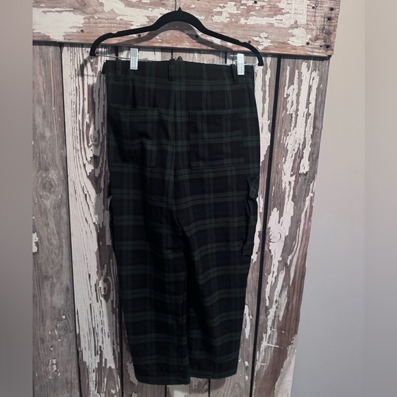 Free People Plaid Cropped Pants Green Size 4 - Picture 10 of 11
